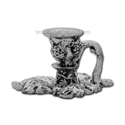 The 52-151AgP candle holders, small - leaf, 3x5,5 cm metal, silver+patina