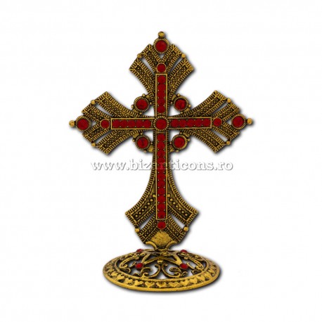 6-145AuP cross metal base gold + patina 14x10,5 cm 72/box