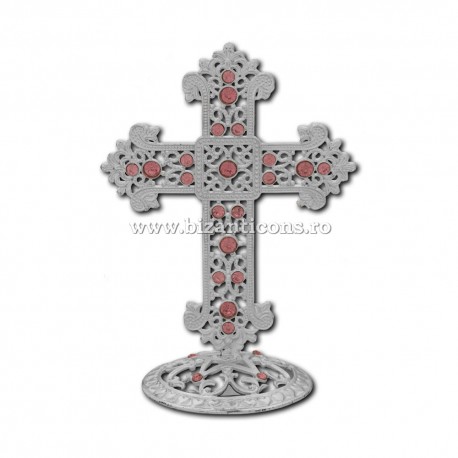 6-146Ag σταυρό, τη βάση μετάλλων, ασημένιο 13,5x10cm 72/κιβώτιο