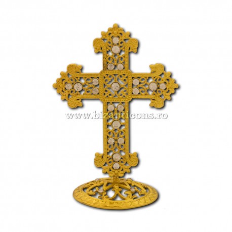 6-146Au cross, metal base, silver 13,5x10cm 72/box