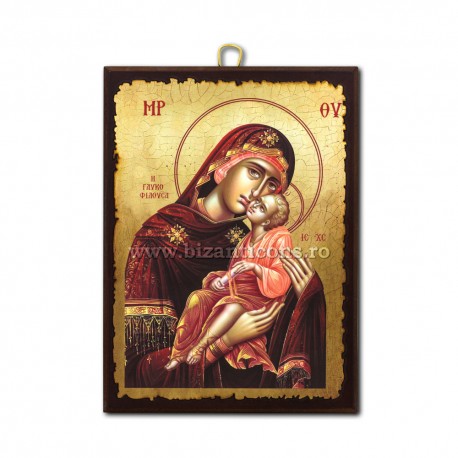 Икона на дереве 19x26 - МД-Сладкая, Поцелуй - вправо, GR40-625