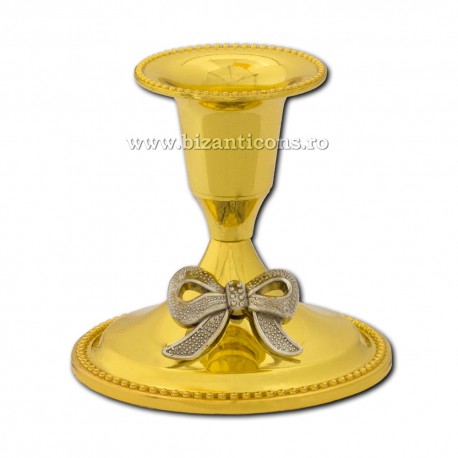 The 52-155Au the candlestick low - the bow 7x7cm metal, gold, 2/set, 288/pack
