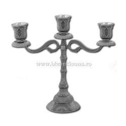 The 52-159Ag candle holders 3 arms 22x24cm metal, silver 30/pack