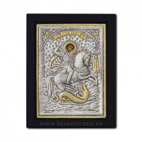 The icon with silvered 19x26 of St. George K104Ag-010