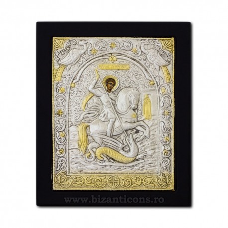 The icon with silvered 23x28 of St. George K105Ag-010
