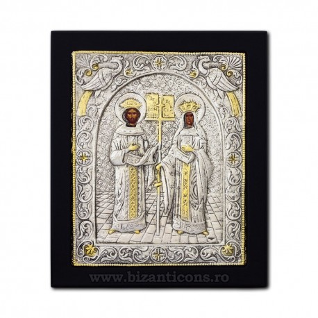 The icon with silvered 23x28 st. St. Konstantin and Elena, K105Ag-011
