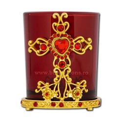 120-22R candela metal 8 cm - au pahar rosu 60/bax