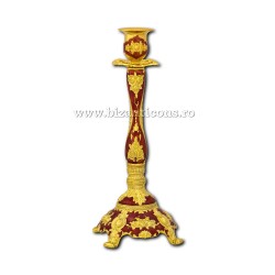 The 52-142AuR candlestick-gold - 1 - arm red enamel 26,5x13cm 24x2/box