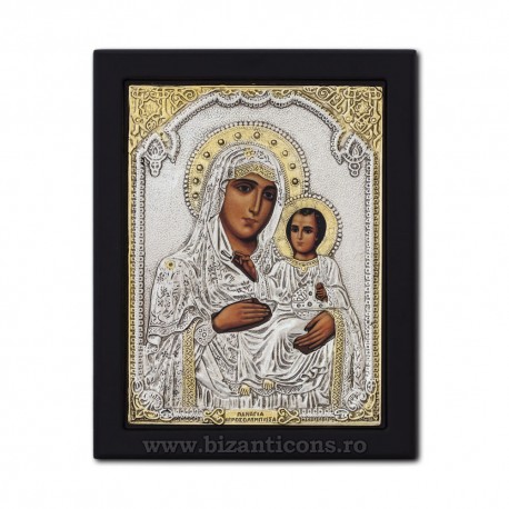 Icoana argintata - Maica Domnului din Ierusalim19x26 cm K104Ag-006