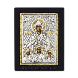 Икона argintata 19x26 Св. Софии и 3-х дочерей, на восьмой день после рождения, Elpis, а Agapis K104Ag-124