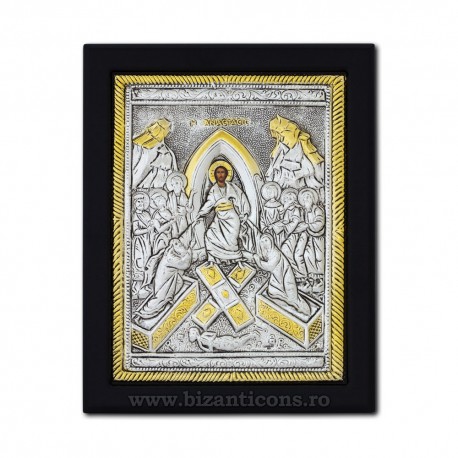 The icon with silvered 19x26 the Resurrection of the K104Ag-201