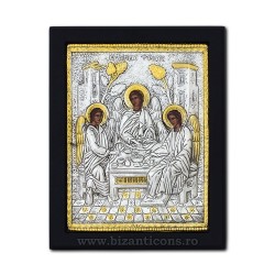 Το εικονίδιο με το ασημωμένο - η Αγία Τριάδα, 19x26 cm, K104Ag-215