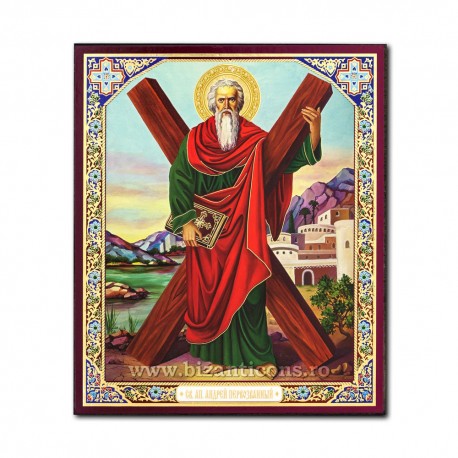 Icoana pe lemn - Sfantul Apostol Andrei - Ocrotitorul Romaniei 15x18 cm