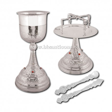 SET SF. VASE 3 l argintate + patina - cruci + floral S18-51AGP