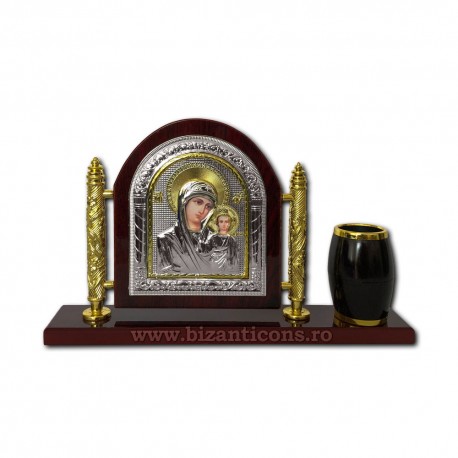 Icoana lemn birou cu suport pentru pix 28x17 cm Icoana lemn birou cu suport pentru pix 28x17 cm