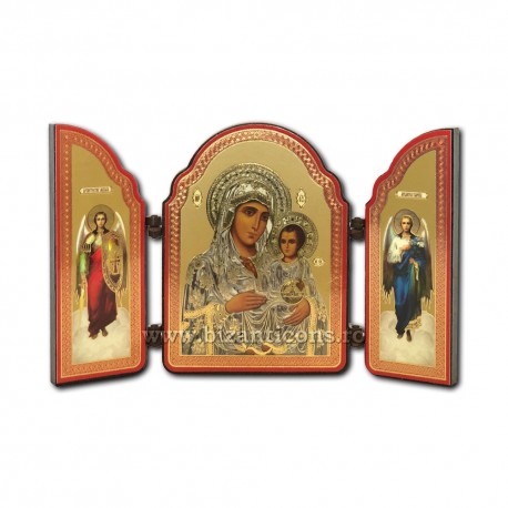 Triptic lemn - Maica Domnului din Ierusalim 11x8,5 cm Triptic lemn - Maica Domnului din Ierusalim 11x8,5 cm