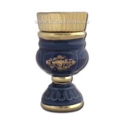 121-2-1 Candela ceramica medie - Albastru