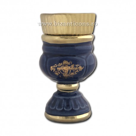 121-2-1 Candela ceramica medie - Albastru