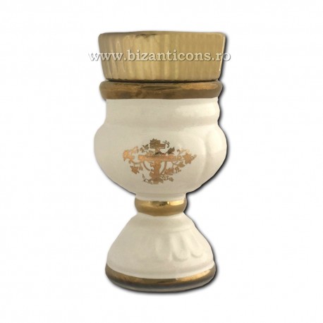 121-2-4 Candela ceramica medie - Alb