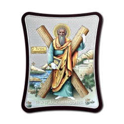 Icoana argintata - Sfantul Apostol Andrei - Ocrotitorul Romaniei 16x19 cm