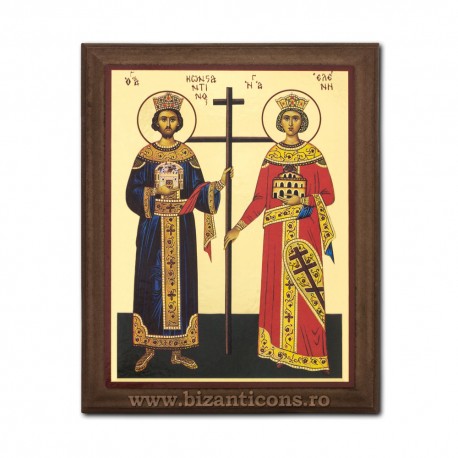 1829-011 Icoana fond auriu 15,5x19,5 - Sf Constantin si Elena