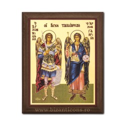1829-033 Icoana fond auriu 15,5x19,5 - Sf Mihail si Gavriil