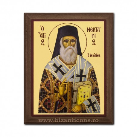 1829-114 Icoana fond auriu 15,5x19,5 - Sf Nectarie