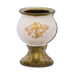 121-6-4 Candela ceramica mica - Alb
