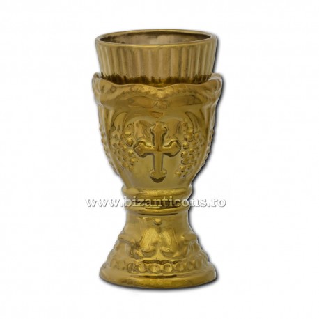 121-21-9 Candela ceramica medie 14 cm - Auriu