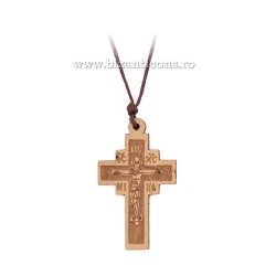 24-125 ожерелье, нить + крест деревянный на 12/комплект