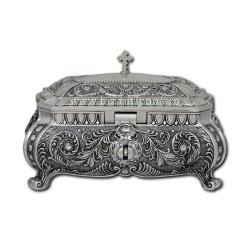52-352AgP cutie metal altar argintie + patina - pietre - h30x24x33cm 4/bax