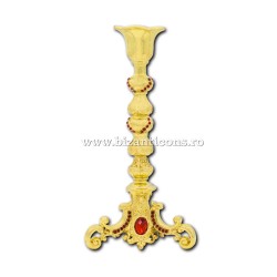 The 52-25Au candle holders-gold + gems, red 18/box
