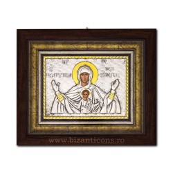 The icon with silvered our lady Queen of Heaven - Platitera 27x32 cm-K701-409