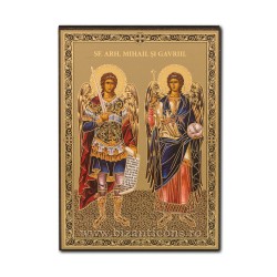 1874-713 Icoana ruseasca mdf 11x16 Sf Mihail si Gavriil