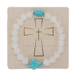 40-371 metanie piatra naturala + cruce turquoise - carton 12/set
