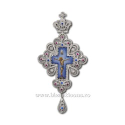 The cross in Bucharest - filigree-Ag925 - enamel - rhinestones - pearls 18x9cm FD2232 - 80gr.