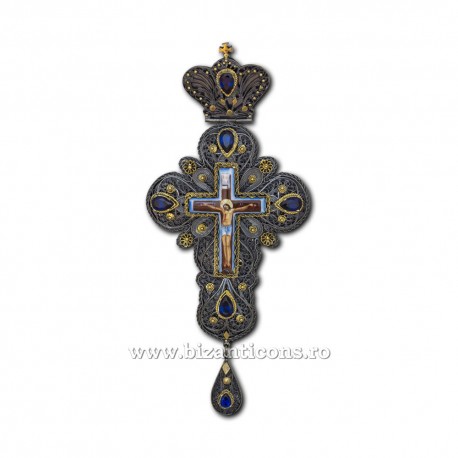 Το σταυρό στο Βουκουρέστι - filigree-Ag925 - e - πέτρα - platinum 18x8cm FD2266 - 132gr.