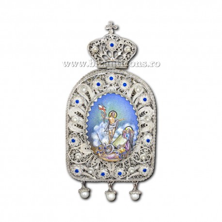 Engolpion - filigree-Ag925 - enamel - rhinestones - pearls 18x9cm FD2324 - 170gr.