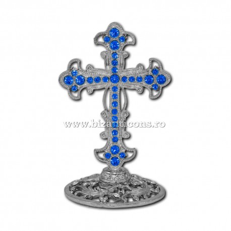 6-83Ag-cross metal silver + rhinestones 72/box