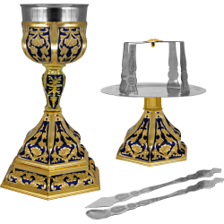 SET SF VASE 600 ml aurit email - albastru Hexa 2 O 15-159E