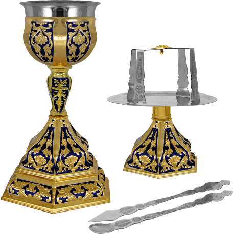 SET SF VASE 1000 ml aurit email - albastru Hexa 2 O 15-159D