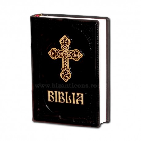 73-53 Biblia in piele naturala neagra 13.5X4X18.5