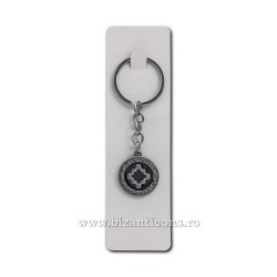 2-139 breloc inox - argintiu + negru cruce 12/set