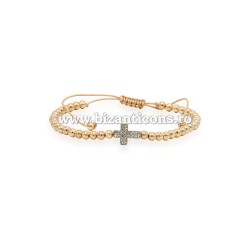 36-165 metanie ata - bile aurii + cruce stras - carton 12/set