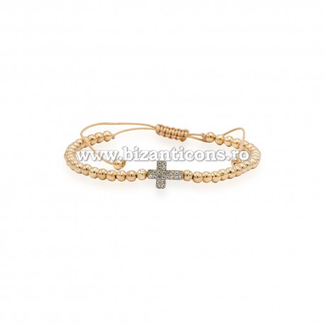 36-165 metanie ata - bile aurii + cruce stras - carton 12/set