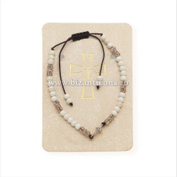36-169 metanie ata - bile crem + cruce stras - carton 12/set