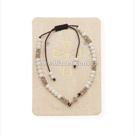 36-169 metanie ata - bile crem + cruce stras - carton 12/set