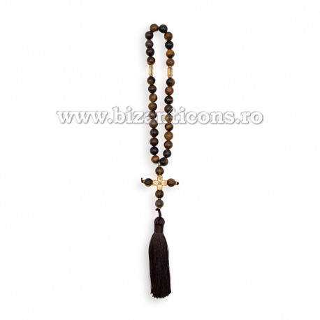 95-1 Metanier 30 bile - 8 mm - Ochi de Tigru - cruce metal 6/set