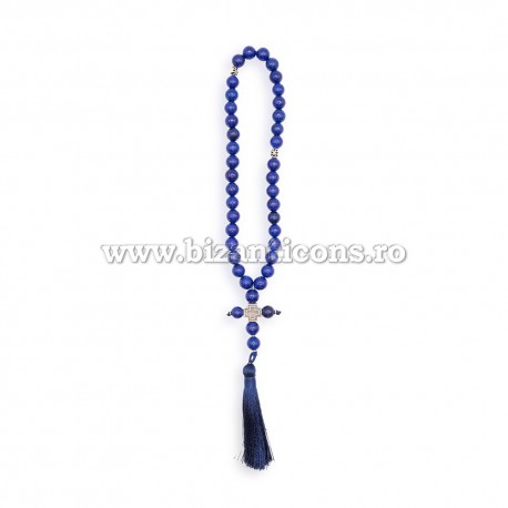 95-53 Metanier 30 bile - 10 mm - Cristal Albastru - cruce metal 6/set