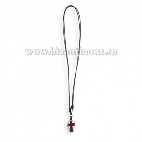 24-184 colier ata + cruce lemn maro - rama metal 12/set